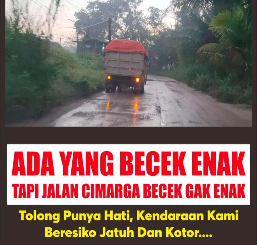 Lokasi Pasir di Kecamatan Cimarga Penyebab Jalan Raya Lewidamar Menjadi Licin