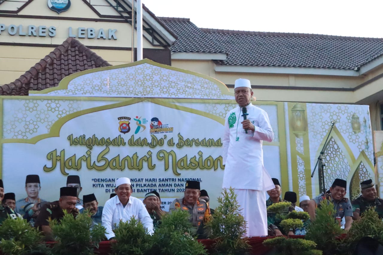 Dalam Rangka Menyambut Hari Santri Nasional Mapolres Lebak Gelar Istighosah Serta Do’a Bersama Bersama Ustadz H. Das’ad Latif